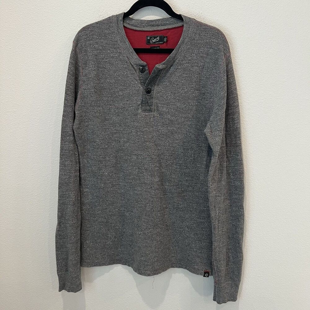 Grayers Men's Heather Gray Windsor Double Coth Sleeve Henley -  Medium M